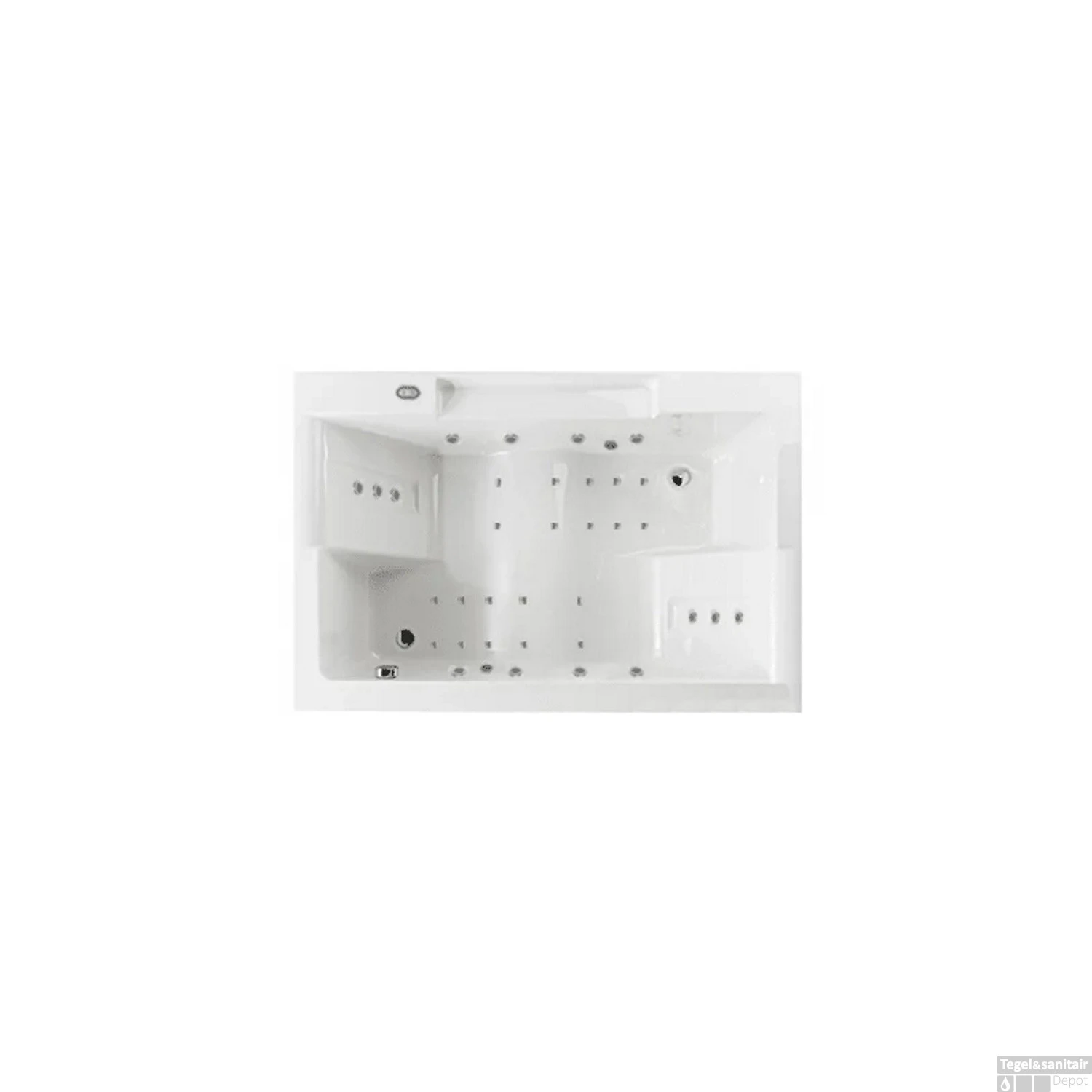 Whirlpool Sanindusa Twospace 180x120 Cm Met Hydropomp Blower En Nablaasfunctie Pushbutton Glans Wit