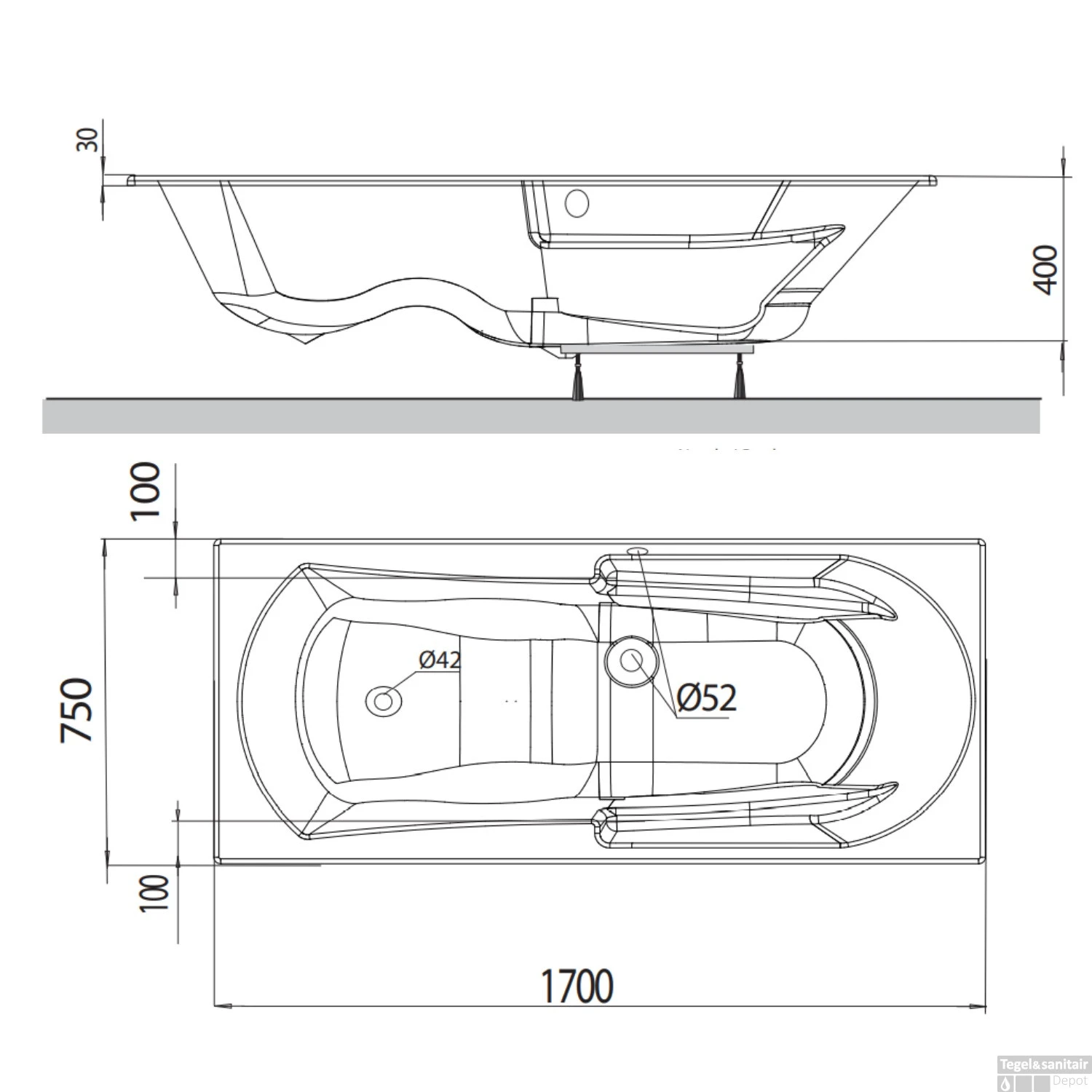Whirlpoolbad Allibert Namea Intensea 170x75x53 Cm Incl. Poten Wit 4 Whirlpoolbad Allibert Namea Intensea 170x75x53 Cm Incl. Poten Wit - Afbeelding 4