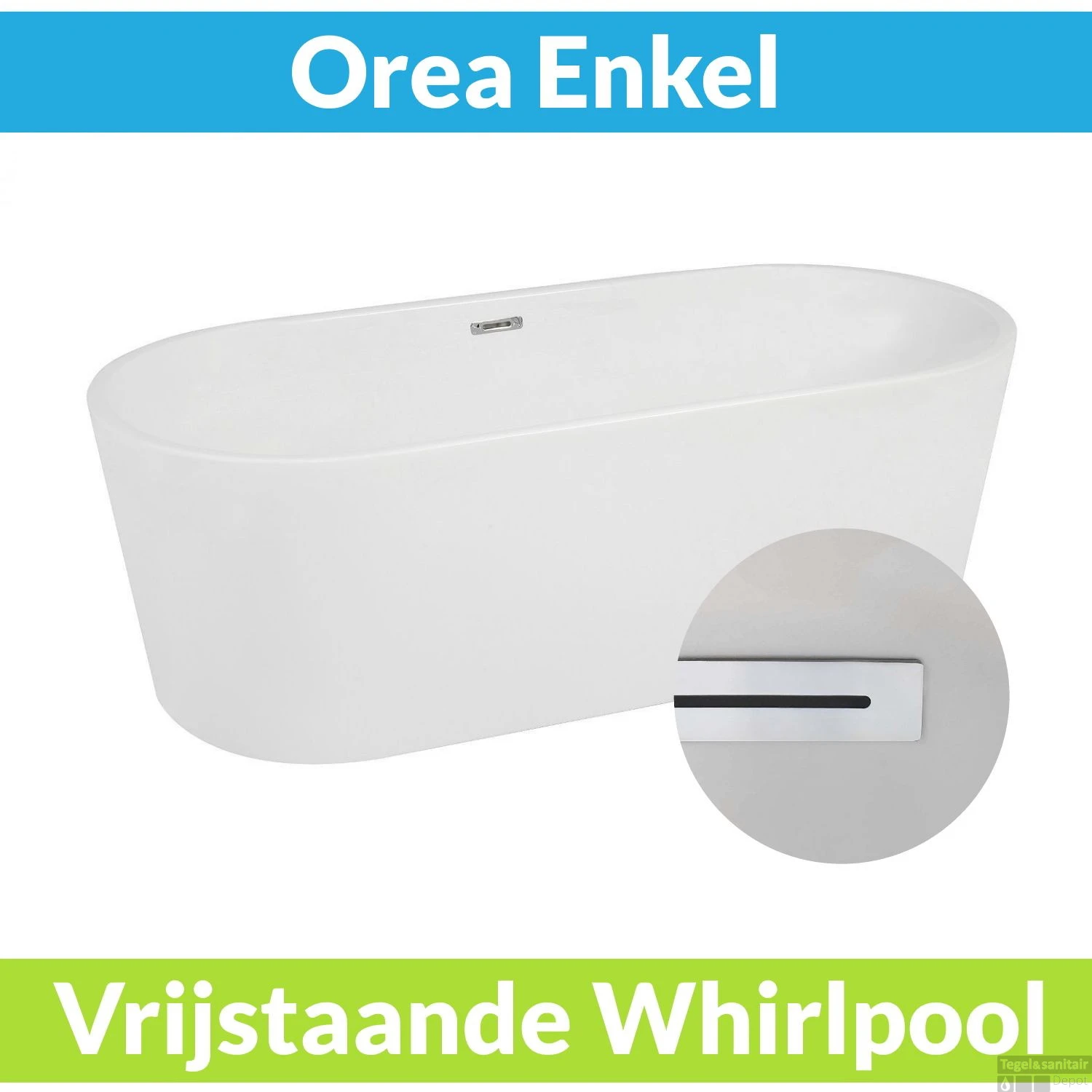 BWS Vrijstaande Whirlpool | Orea | 178x80x60cm | Lucht | Glans Wit (afvoer Optioneel) - Afbeelding 2