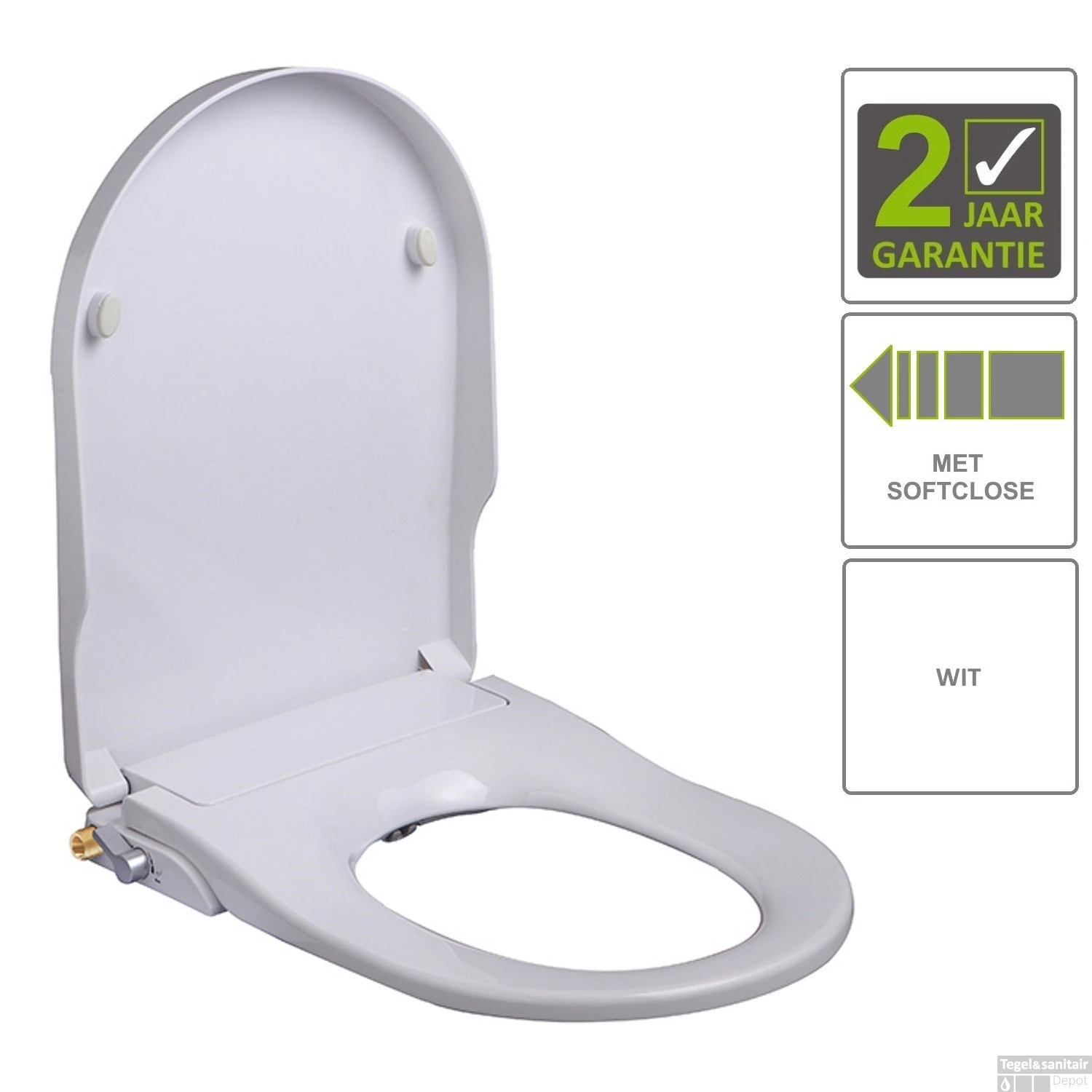 BWS Douche WC Zitting Luxe Stroomloos Met Sproeier Wit 1 BWS Douche WC Zitting Luxe Stroomloos Met Sproeier Wit