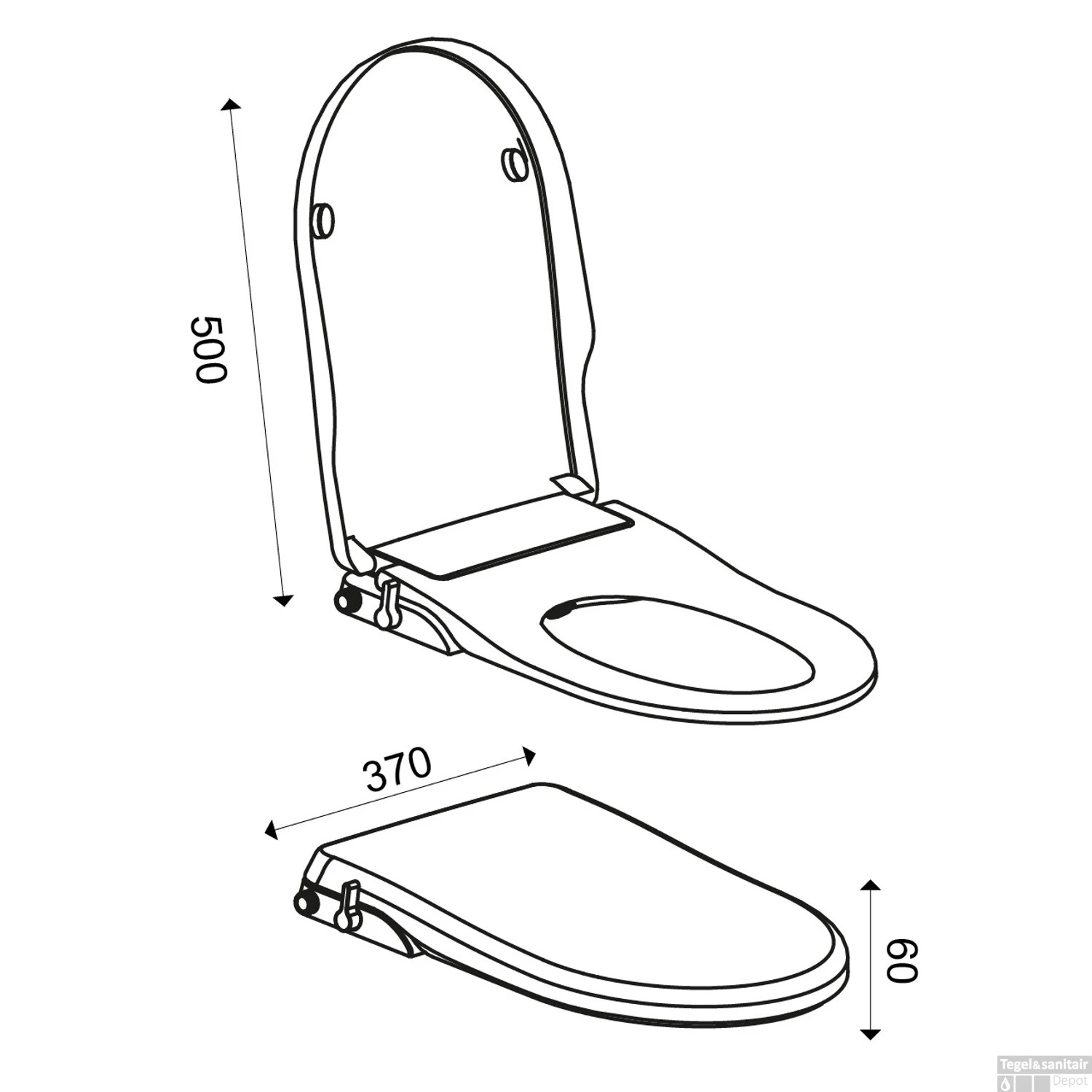 BWS Douche WC Zitting Luxe Stroomloos Met Sproeier Wit 5 BWS Douche WC Zitting Luxe Stroomloos Met Sproeier Wit - Afbeelding 5