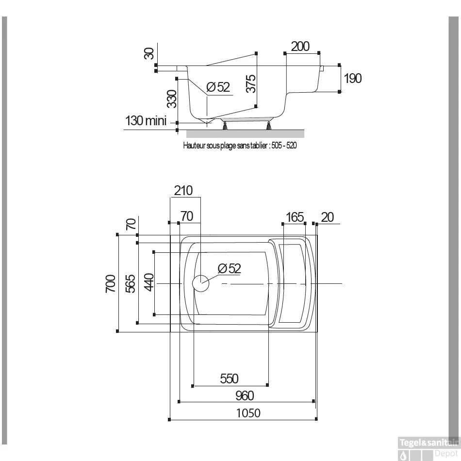 Zitbad Allibert Flavis 105x70 Cm 2 Zitbad Allibert Flavis 105x70 Cm - Afbeelding 2