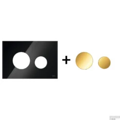 Drukplaat Front En Toetsen TECE Loop Voor WC-Bediening Glas Zwart -Thuis Badkamer zwart goud