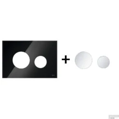 Drukplaat Front En Toetsen TECE Loop Voor WC-Bediening Glas Zwart -Thuis Badkamer zwart matchroom